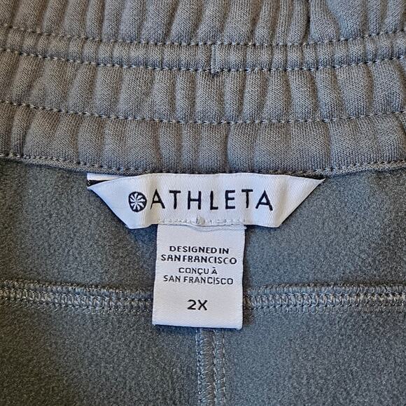 Athleta Pant Womens 2X Green Pull On High Rise Wide Leg Crop Elastic Waist Comfy - Picture 3 of 13